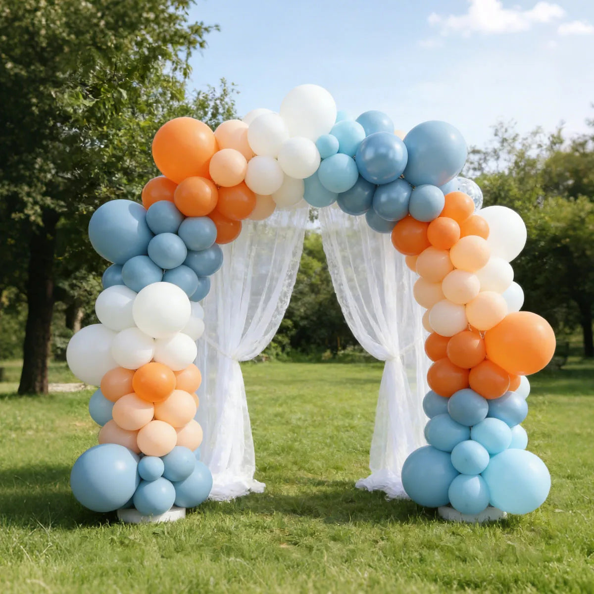 Orange Blue Balloons, Orange Macaron Retro Sea Blue White Balloons for Birthday Shower Graduation Engagement Party Decoration