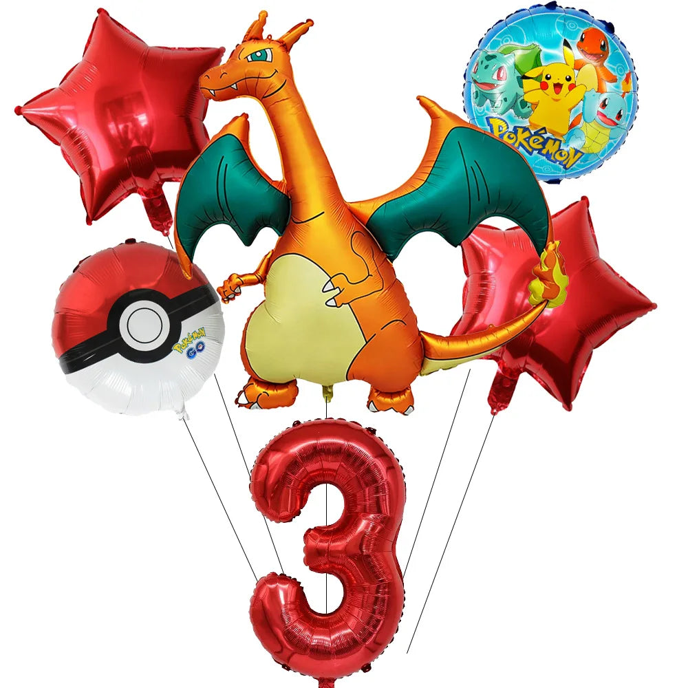 Pokemon theme party decoration balloons Pikachu balloons Fantasy balloons Charizard balloons Birthday balloons Children's shower