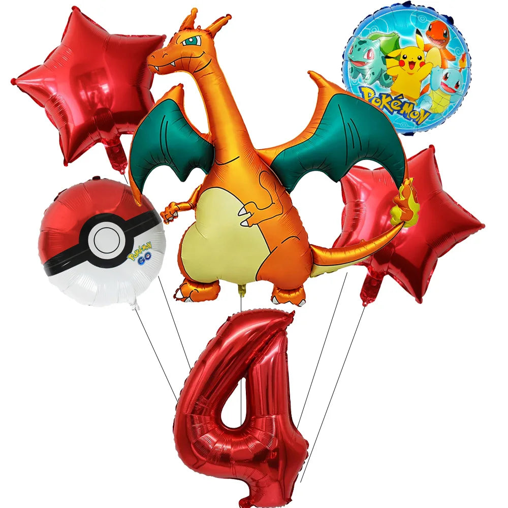 Pokemon theme party decoration balloons Pikachu balloons Fantasy balloons Charizard balloons Birthday balloons Children's shower