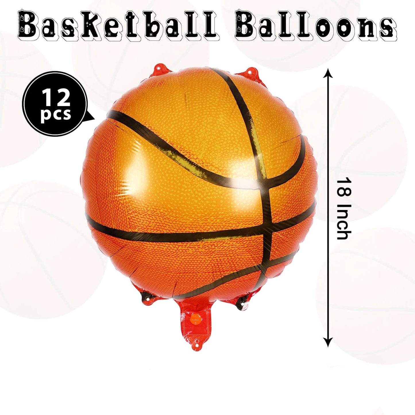 12pcs Basketball Balloons 18inch Basketball Foil Balloons Basketball Party Decorations Sport Theme Birthday Supplies