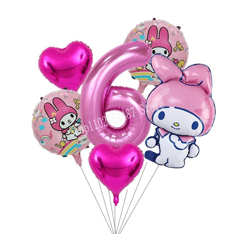 My Melody Digit 1-10 Balloons Anime Airballoon Girls Birthday Party Decoration Baby Shower Gender Reveal Accessories Kids Gift
