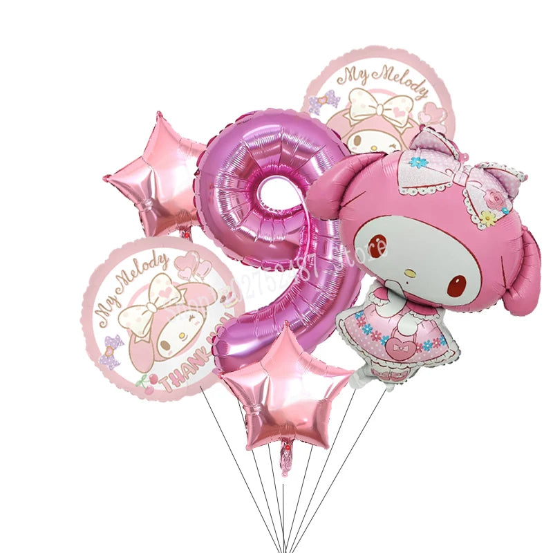 My Melody Digit 1-10 Balloons Anime Airballoon Girls Birthday Party Decoration Baby Shower Gender Reveal Accessories Kids Gift