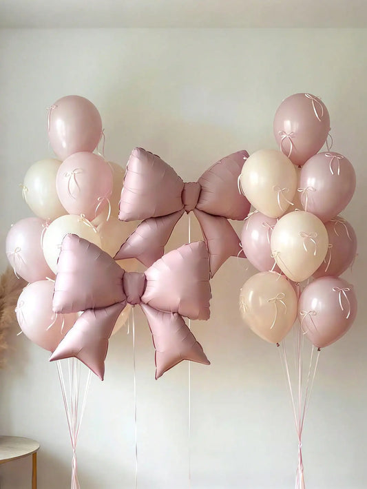 12pcs Large Decorative Balloons with Pink Bows Suitable for Wedding Decoration Birthdays and Pink Themed Parties Decor Supplies