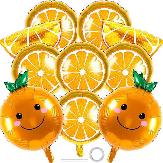 10 Pieces Orange Citrus Aluminum Foil Balloons, Orange Party Decoration Balloons, Orange Balloon Decoration, Cute Little Balloons, Aluminum Foil Balloons Cartoon Fruit Aluminum Foil Balloons Party Decoration