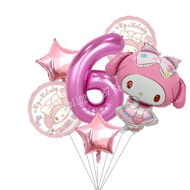 My Melody Digit 1-10 Balloons Anime Airballoon Girls Birthday Party Decoration Baby Shower Gender Reveal Accessories Kids Gift