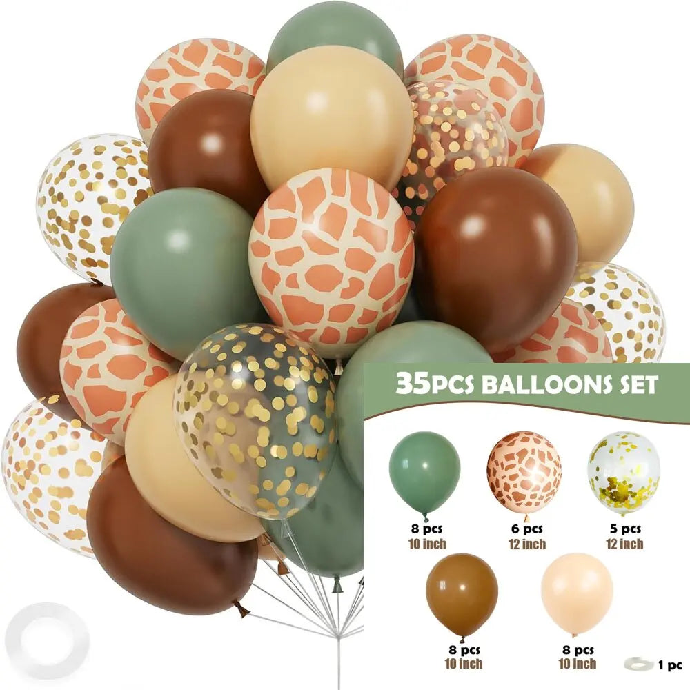 Jungle Animal Themed Latex Balloons Set for Birthday Party Scene Decoration Event Celebration Baby Shower