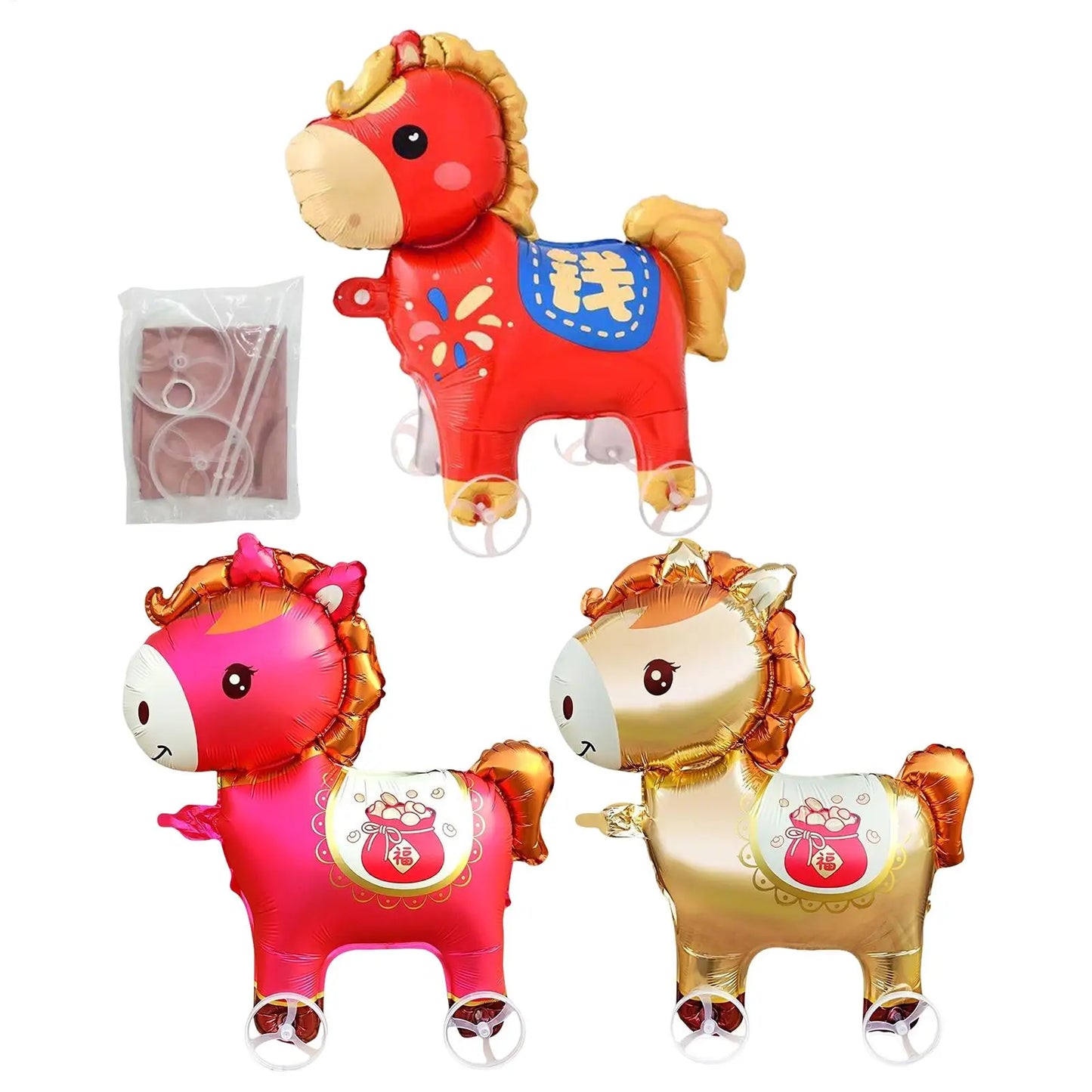 Horse Balloons Inflatable Cute Cartoon with Wheels 2026 Horse Animal Balloons for Adults Kids Outdoor Spring Festival Holiday