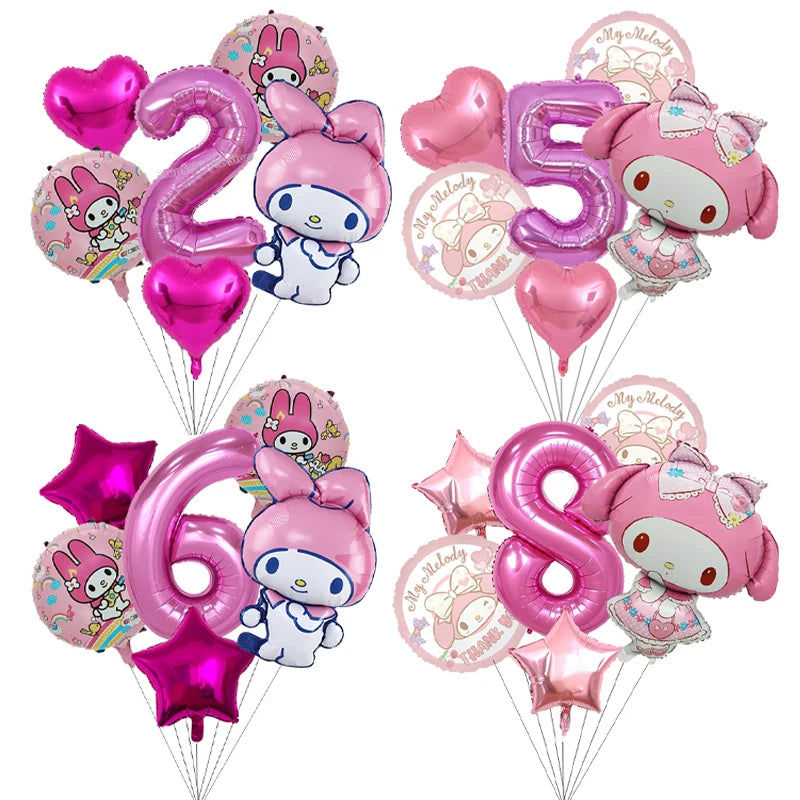 My Melody Digit 1-10 Balloons Anime Airballoon Girls Birthday Party Decoration Baby Shower Gender Reveal Accessories Kids Gift