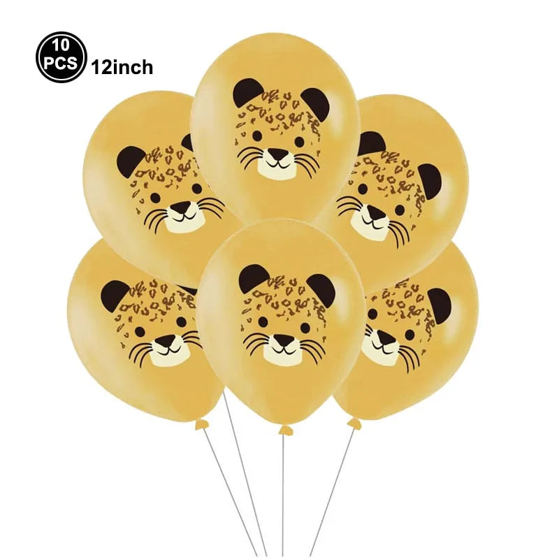 Safari Balloons Jungle Safari Animal Foil Balloon Zoo Animal Balloon Lion Tiger Giraffe Leopard Balloon for Jungle Animal Party