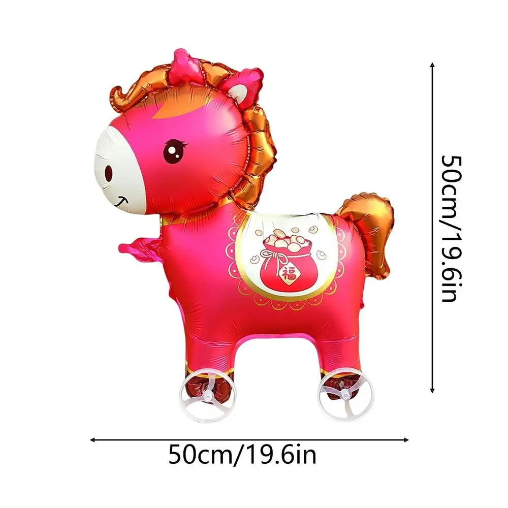 Horse Balloons Inflatable Cute Cartoon with Wheels 2026 Horse Animal Balloons for Adults Kids Outdoor Spring Festival Holiday