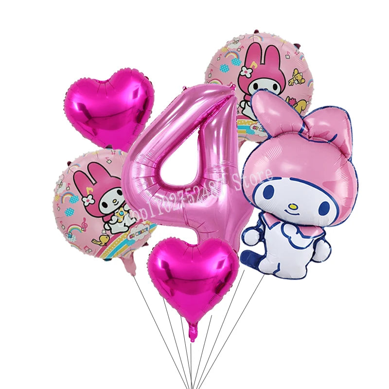 My Melody Digit 1-10 Balloons Anime Airballoon Girls Birthday Party Decoration Baby Shower Gender Reveal Accessories Kids Gift