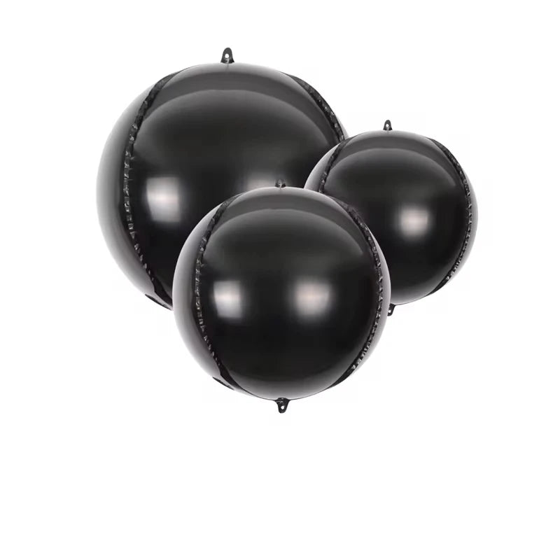 14pcs Silver Black Foil Balloons Mylar Balloons 22in 15in 10in 4D Round Balloons Large Metallic Balloons Chrome Balloons Decor