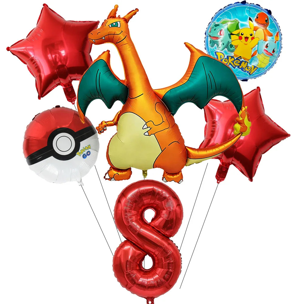 Pokemon theme party decoration balloons Pikachu balloons Fantasy balloons Charizard balloons Birthday balloons Children's shower