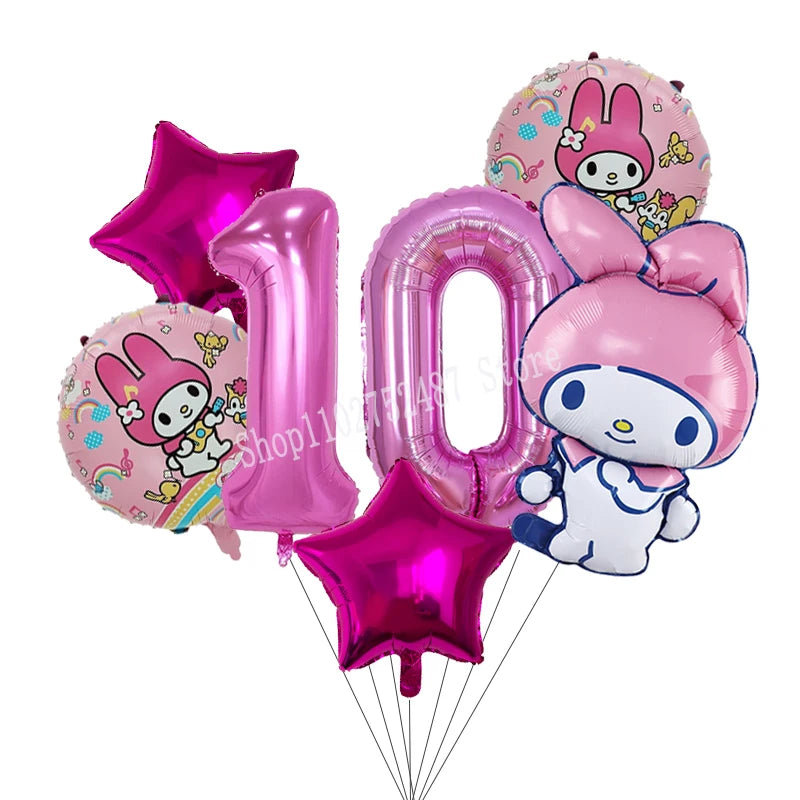 My Melody Digit 1-10 Balloons Anime Airballoon Girls Birthday Party Decoration Baby Shower Gender Reveal Accessories Kids Gift