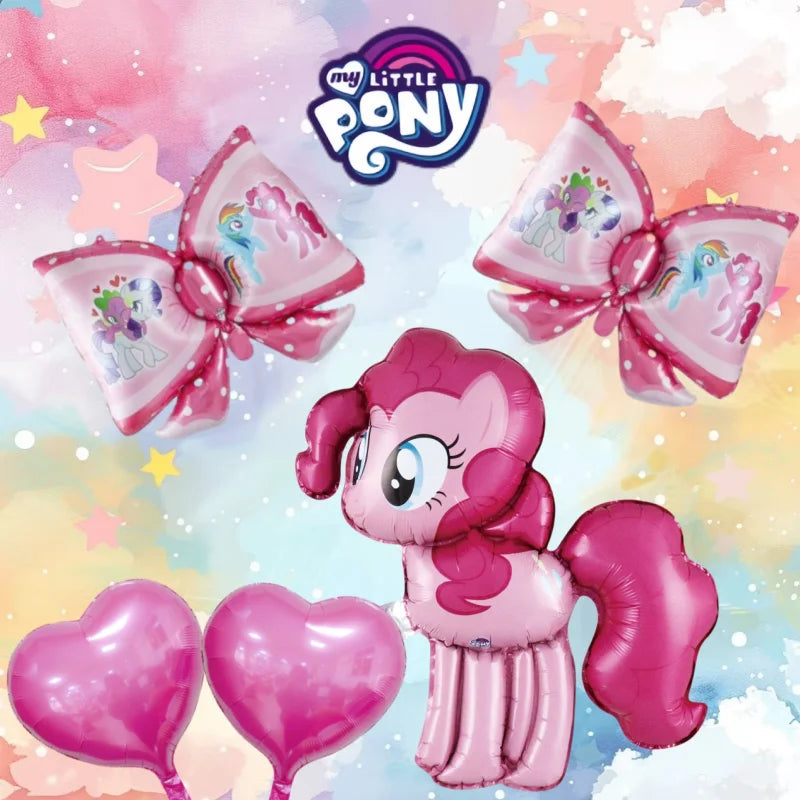 My Little Pony Cartoon Cute Balloon Set with Bow Accents Aluminum Foil Party Decorations for Festival And Celebrations