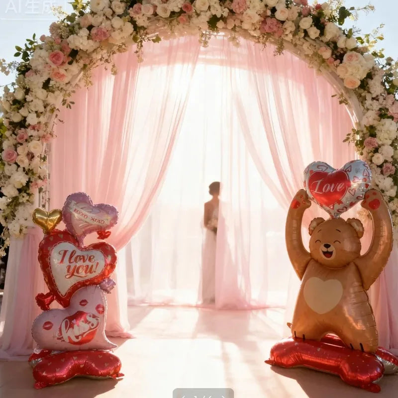 Valentine's Day Love Bear Balloons Love You Aluminum Film Balloons for Valentine's Day Wedding Anniversary Party Decorations