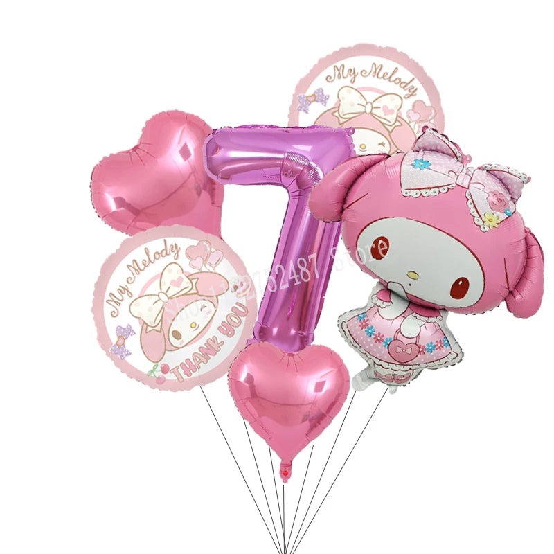 My Melody Digit 1-10 Balloons Anime Airballoon Girls Birthday Party Decoration Baby Shower Gender Reveal Accessories Kids Gift