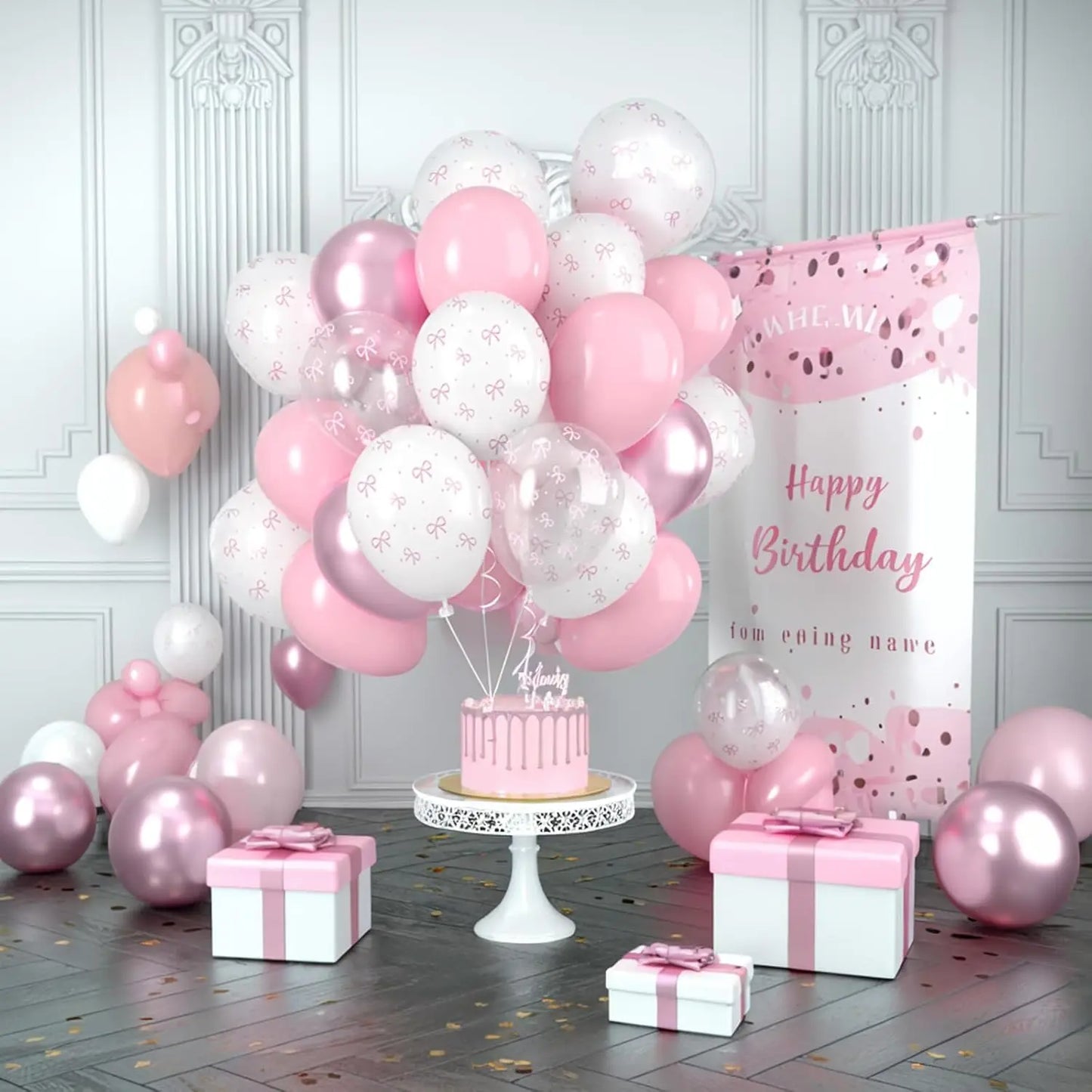 12 Inches Bow Balloons for Women Pink Birthday Party Bachelorette Bridal Engagement Bow Theme Wedding Anniversary
