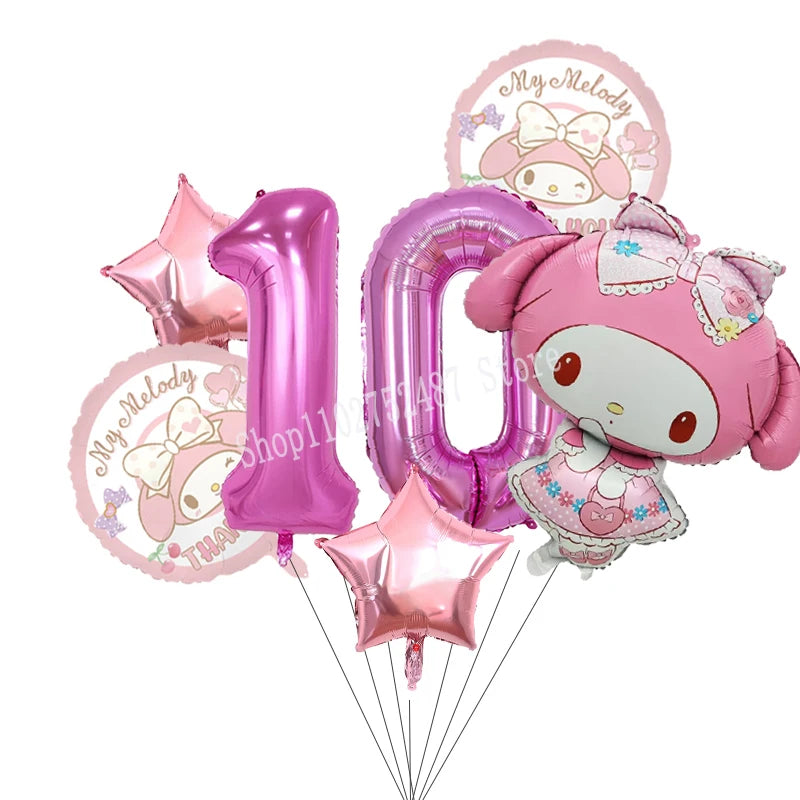 My Melody Digit 1-10 Balloons Anime Airballoon Girls Birthday Party Decoration Baby Shower Gender Reveal Accessories Kids Gift