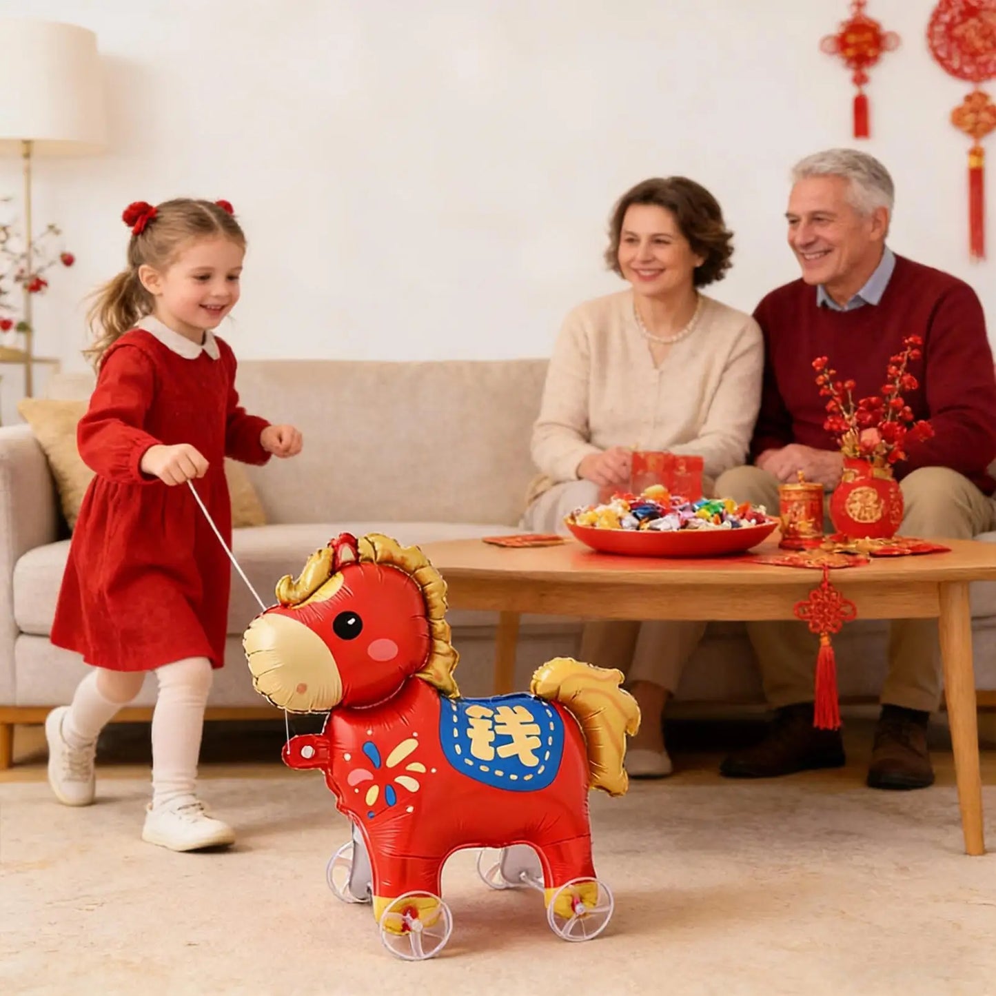 Horse Balloons Inflatable Cute Cartoon with Wheels 2026 Horse Animal Balloons for Adults Kids Outdoor Spring Festival Holiday