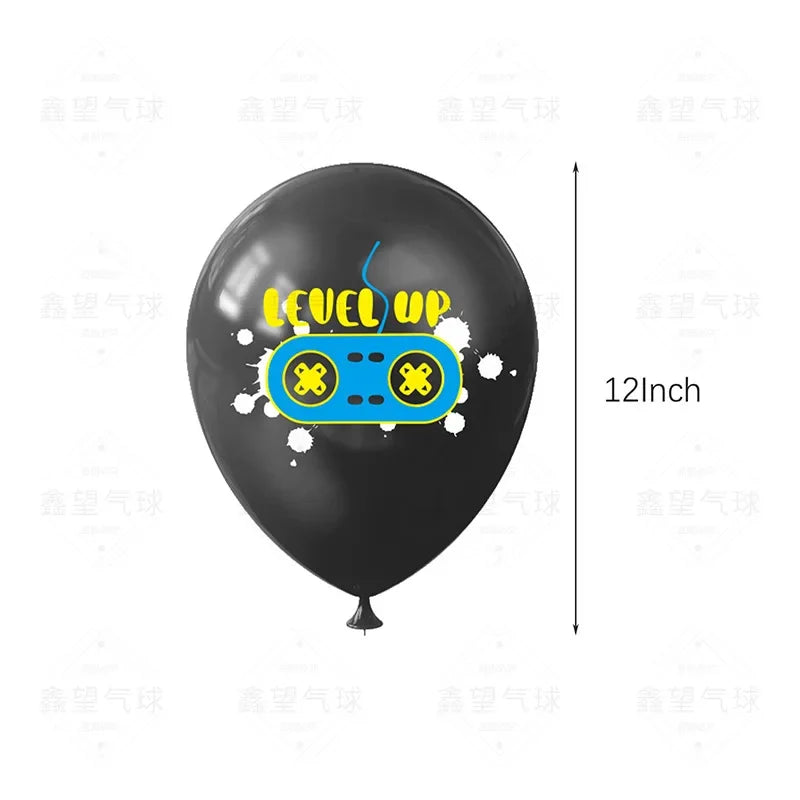 Blue Game On Theme Balloons Video Game Controller Latex Ballon Happy Boys Game Birthday Party Kids Favors Gamer Level Up Balon