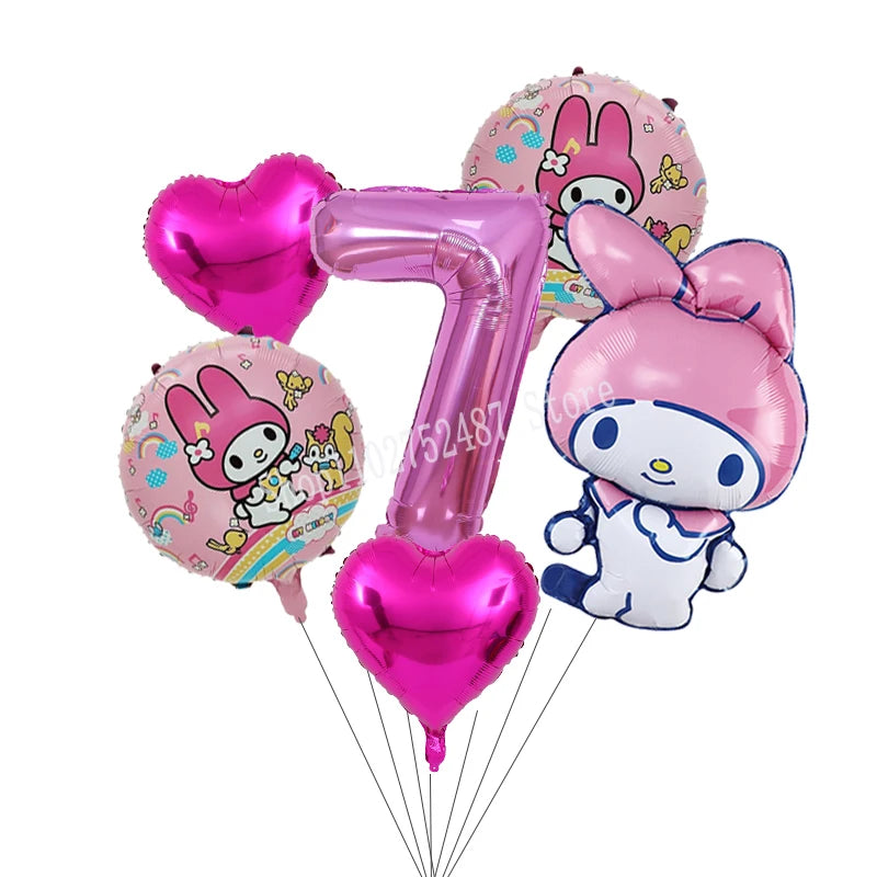 My Melody Digit 1-10 Balloons Anime Airballoon Girls Birthday Party Decoration Baby Shower Gender Reveal Accessories Kids Gift