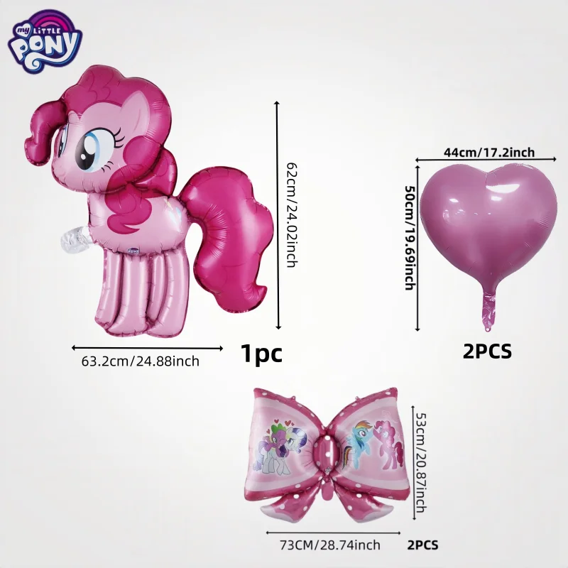 My Little Pony Cartoon Cute Balloon Set with Bow Accents Aluminum Foil Party Decorations for Festival And Celebrations