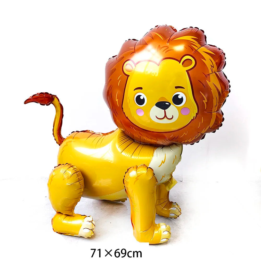 Safari Balloons Jungle Safari Animal Foil Balloon Zoo Animal Balloon Lion Tiger Giraffe Leopard Balloon for Jungle Animal Party