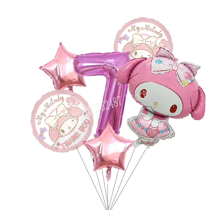 My Melody Digit 1-10 Balloons Anime Airballoon Girls Birthday Party Decoration Baby Shower Gender Reveal Accessories Kids Gift