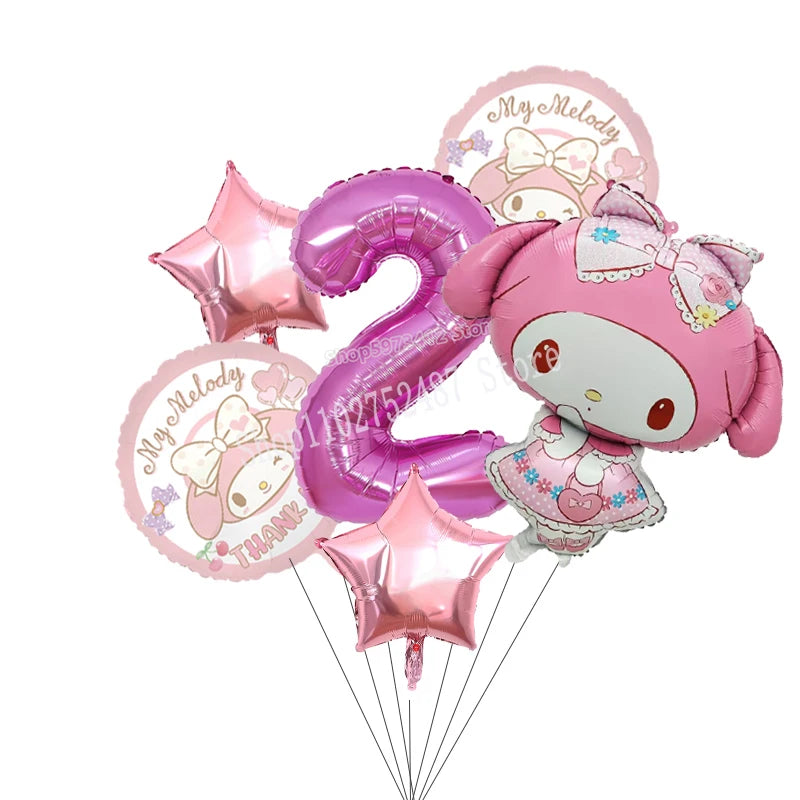 My Melody Digit 1-10 Balloons Anime Airballoon Girls Birthday Party Decoration Baby Shower Gender Reveal Accessories Kids Gift