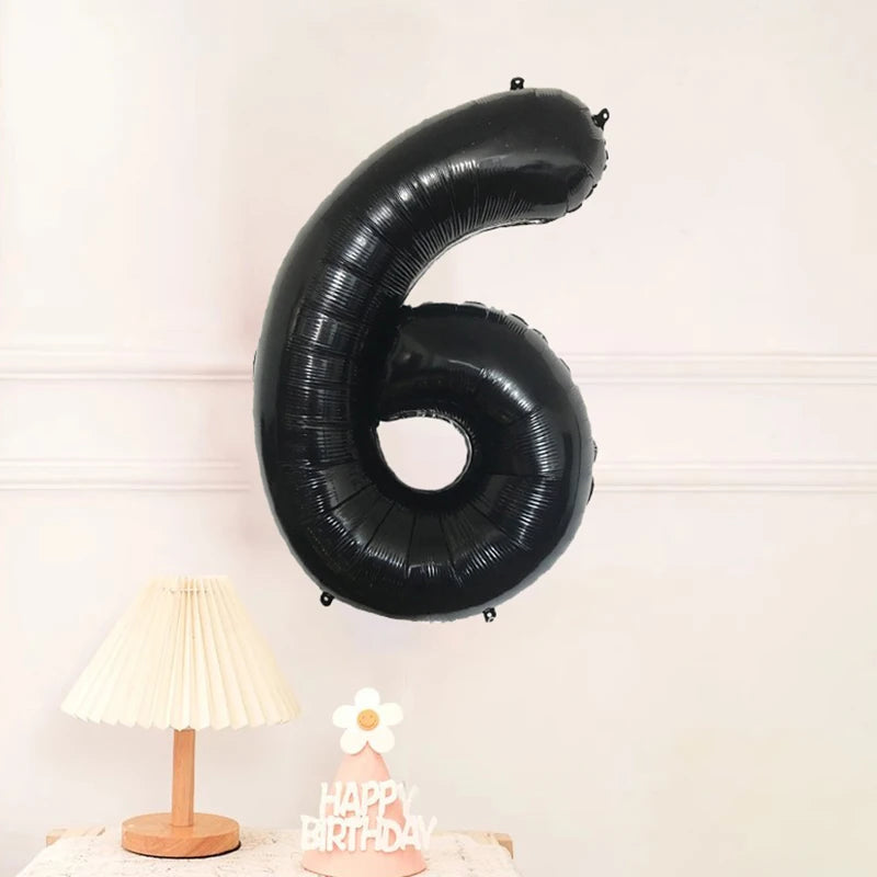 32inch Black Number Foil Balloons for Birthday Party Wedding Anniversary Baby Shower Decor 0 1 2 3 4 5 6 7 8 9 Digital Balloon