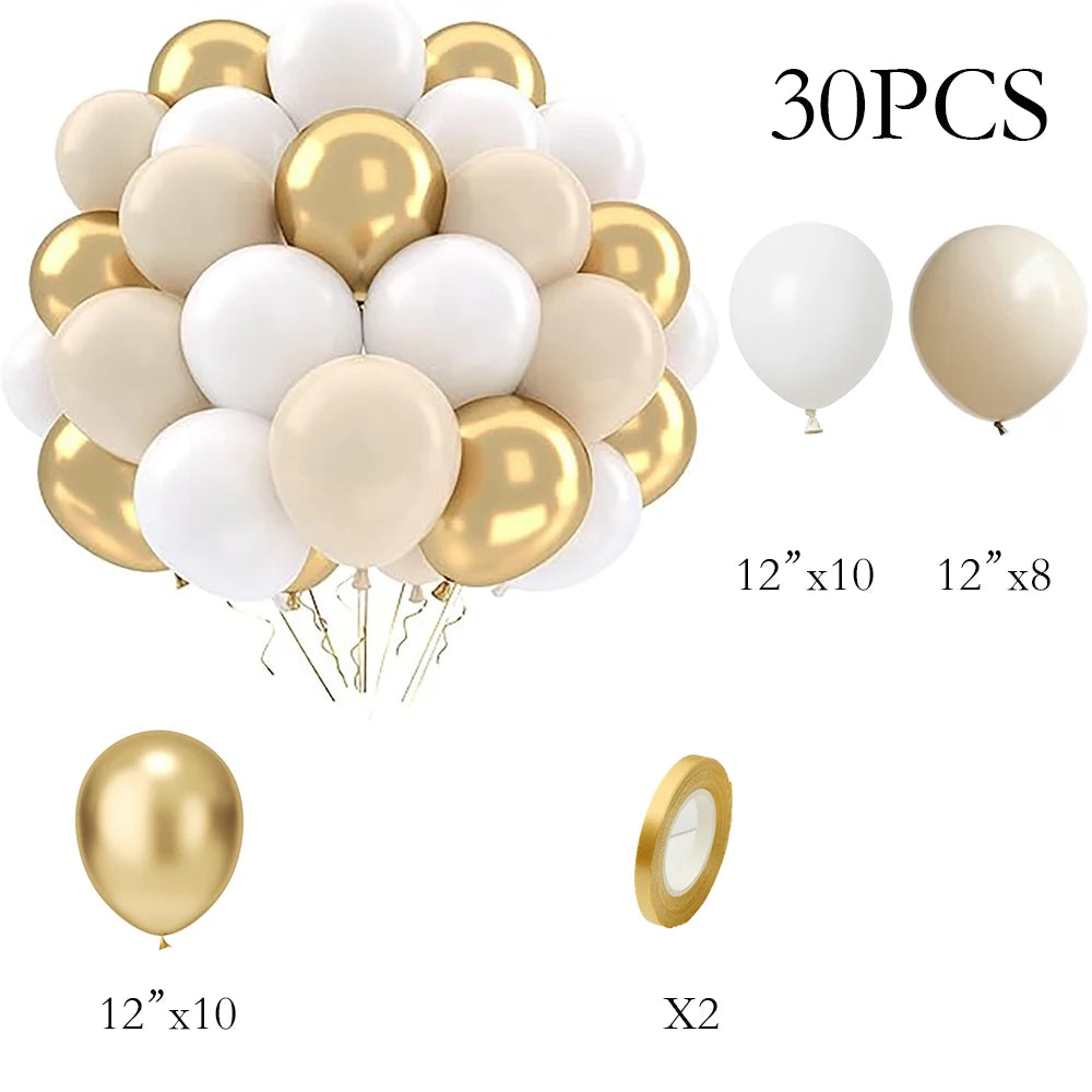 30Pcs Balloons Set Black Gold White Pink Blue Balloon Home Birthday Party Baby Shower Wedding Anniversary Graduation Decoration