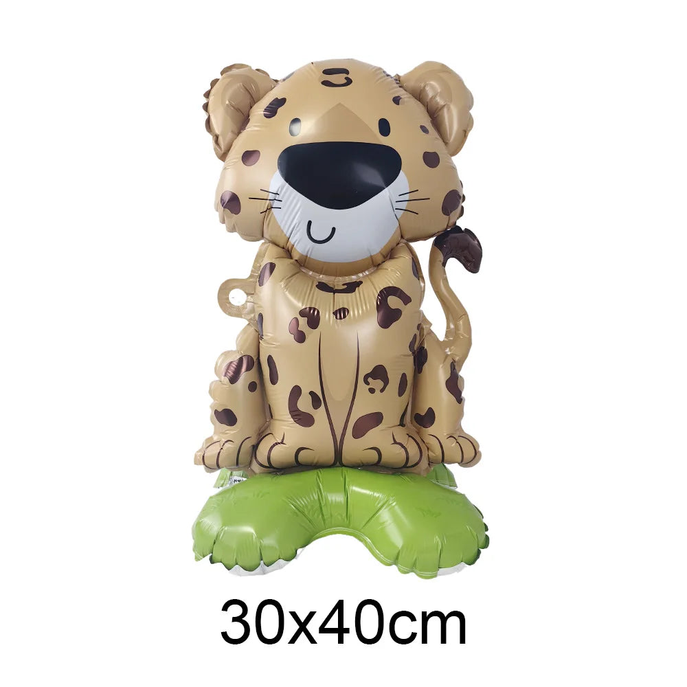 Safari Balloons Jungle Safari Animal Foil Balloon Zoo Animal Balloon Lion Tiger Giraffe Leopard Balloon for Jungle Animal Party