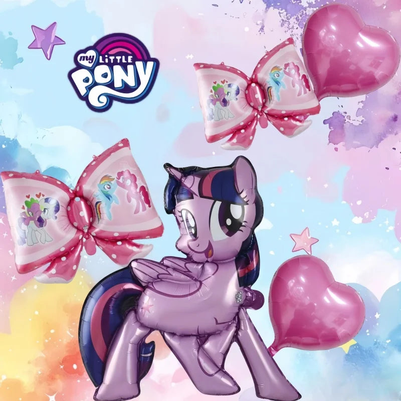 My Little Pony Cartoon Cute Balloon Set with Bow Accents Aluminum Foil Party Decorations for Festival And Celebrations