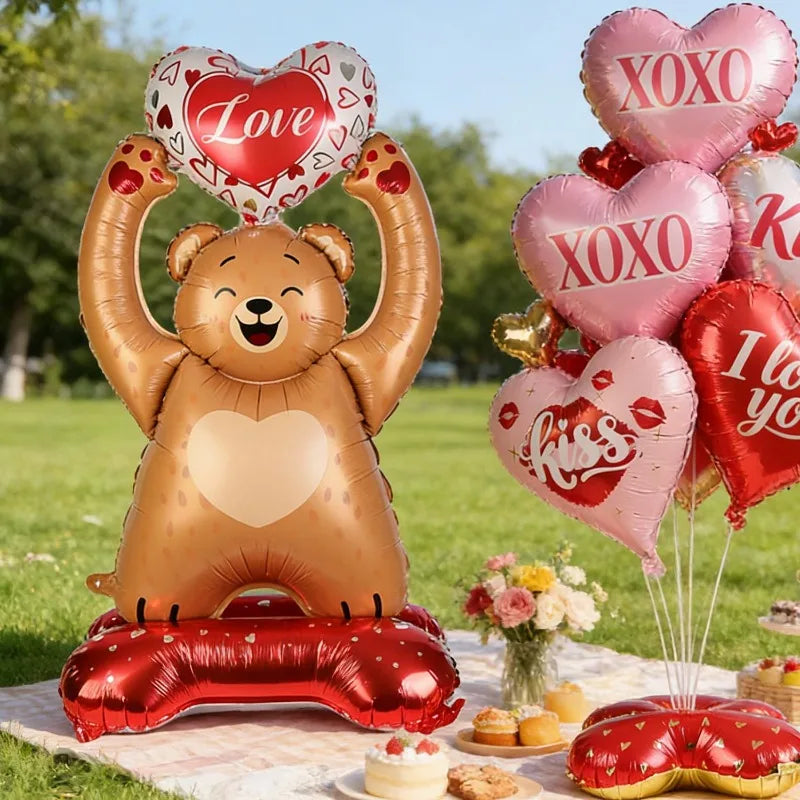 Valentine's Day Love Bear Balloons Love You Aluminum Film Balloons for Valentine's Day Wedding Anniversary Party Decorations