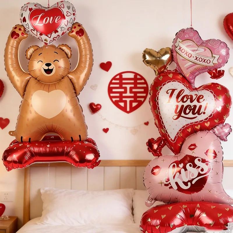 Valentine's Day Love Bear Balloons Love You Aluminum Film Balloons for Valentine's Day Wedding Anniversary Party Decorations