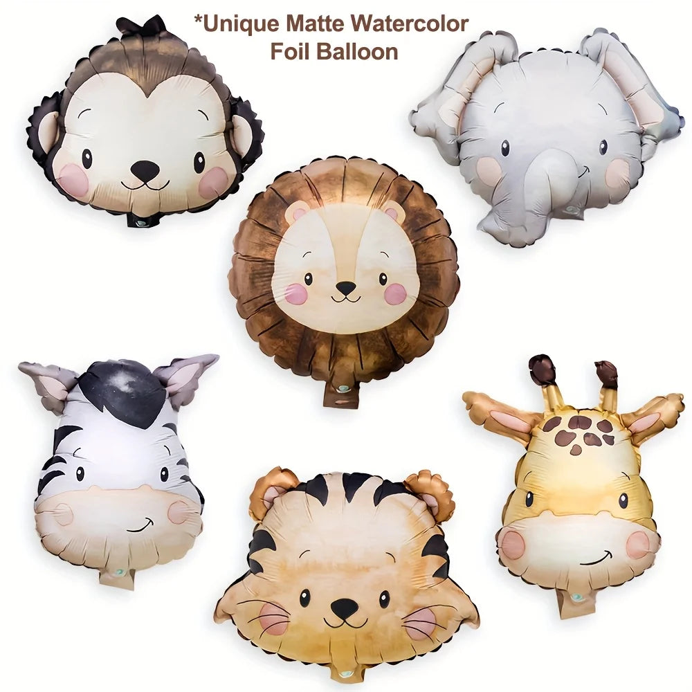 Cartoon Animal Head Balloons Monkey Lion Tiger Zebra Giraffe Balloon for Birthday Party Decoration Jungle Party Decoration Gift