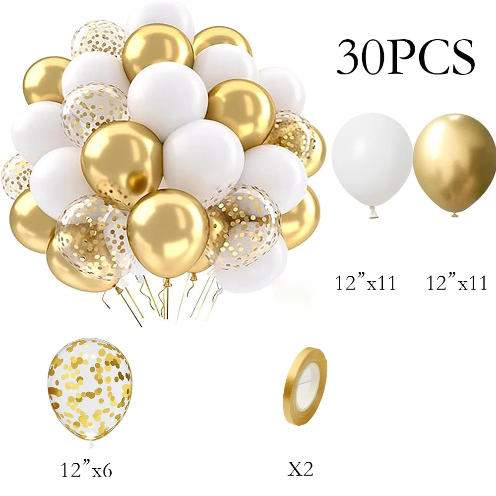 30Pcs Balloons Set Black Gold White Pink Blue Balloon Home Birthday Party Baby Shower Wedding Anniversary Graduation Decoration