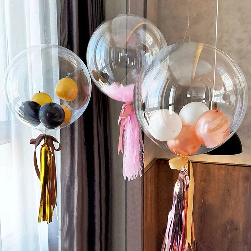 10pcs 10/16/18/20/24/36 inch Clear Bubble Balloons Large Transparent Bobo Balloons for Ramadan Wedding Birthday Party Decoration