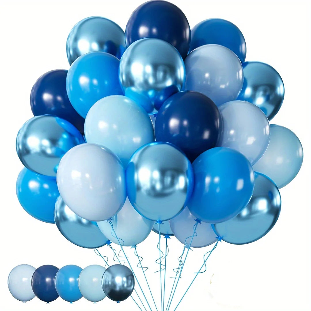 50 Blue Balloons, Metal Blue Balloons, Decorations for Birthday Parties,graduation Ceremonies, Weddings, and Anniversary Parties