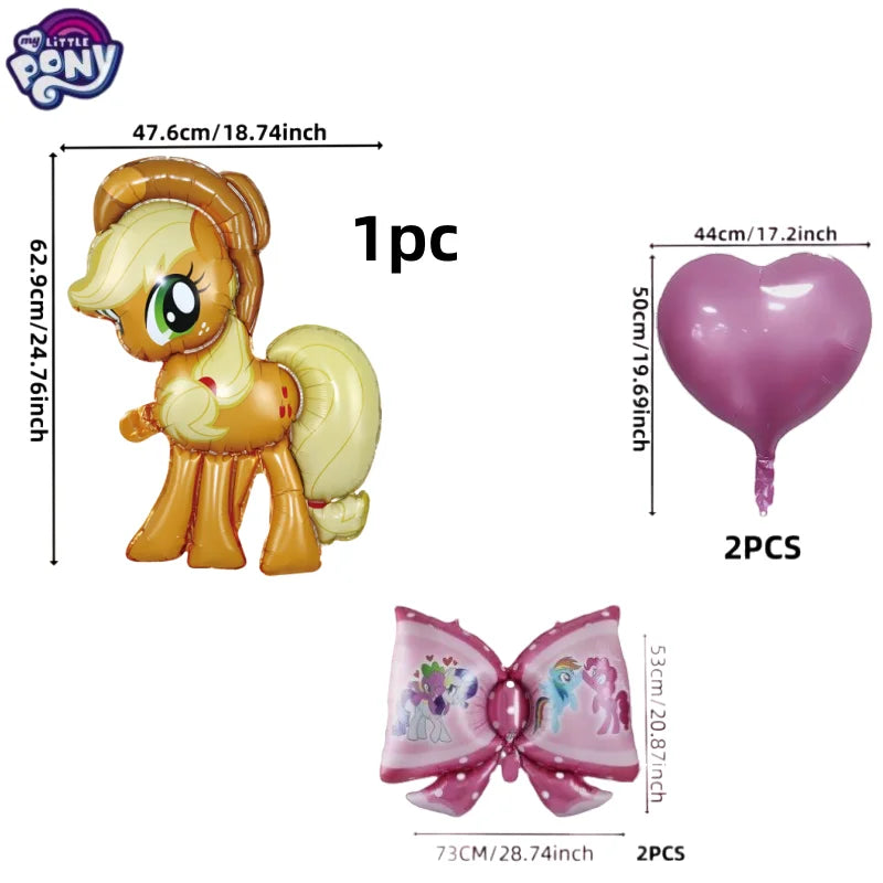 My Little Pony Cartoon Cute Balloon Set with Bow Accents Aluminum Foil Party Decorations for Festival And Celebrations