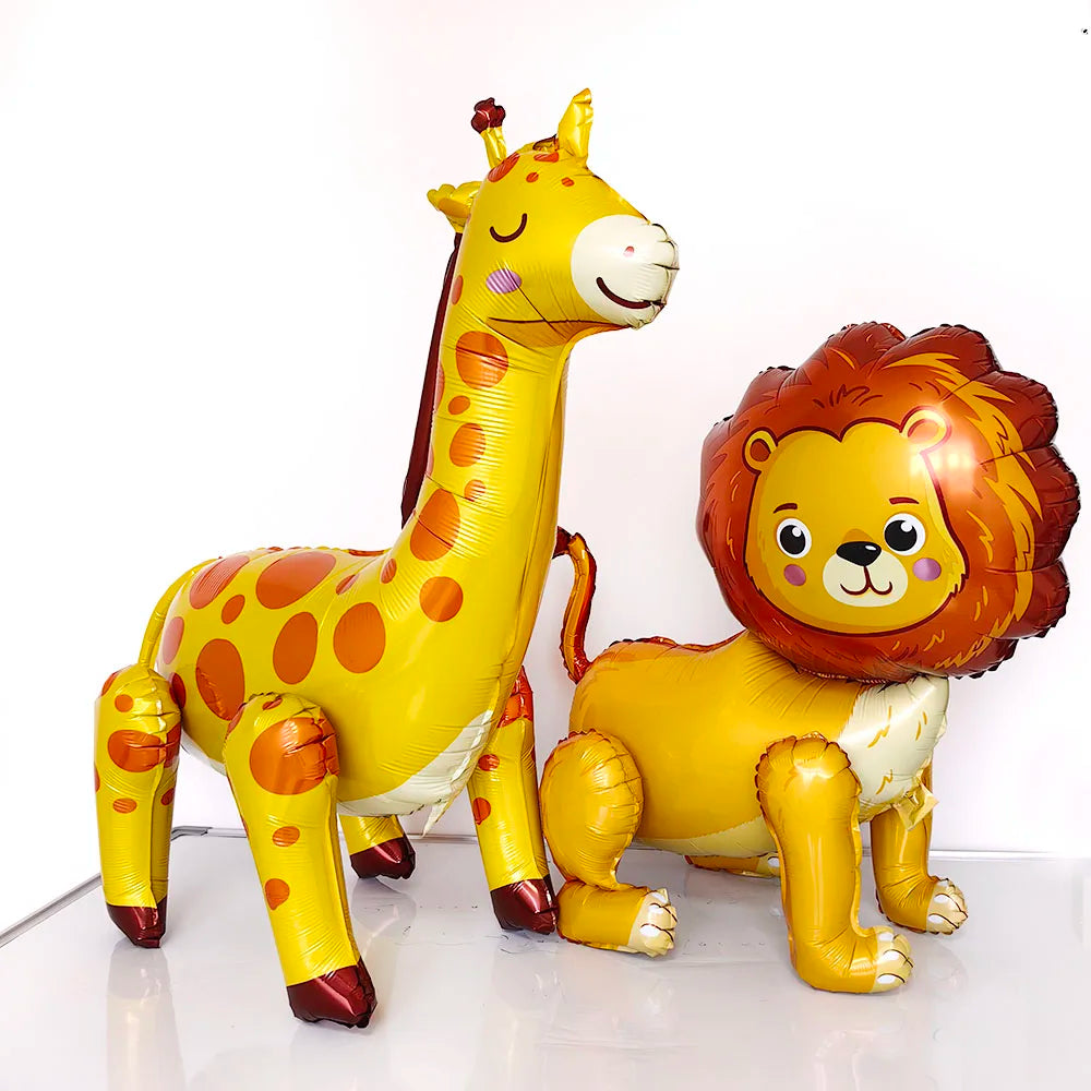 Safari Balloons Jungle Safari Animal Foil Balloon Zoo Animal Balloon Lion Tiger Giraffe Leopard Balloon for Jungle Animal Party