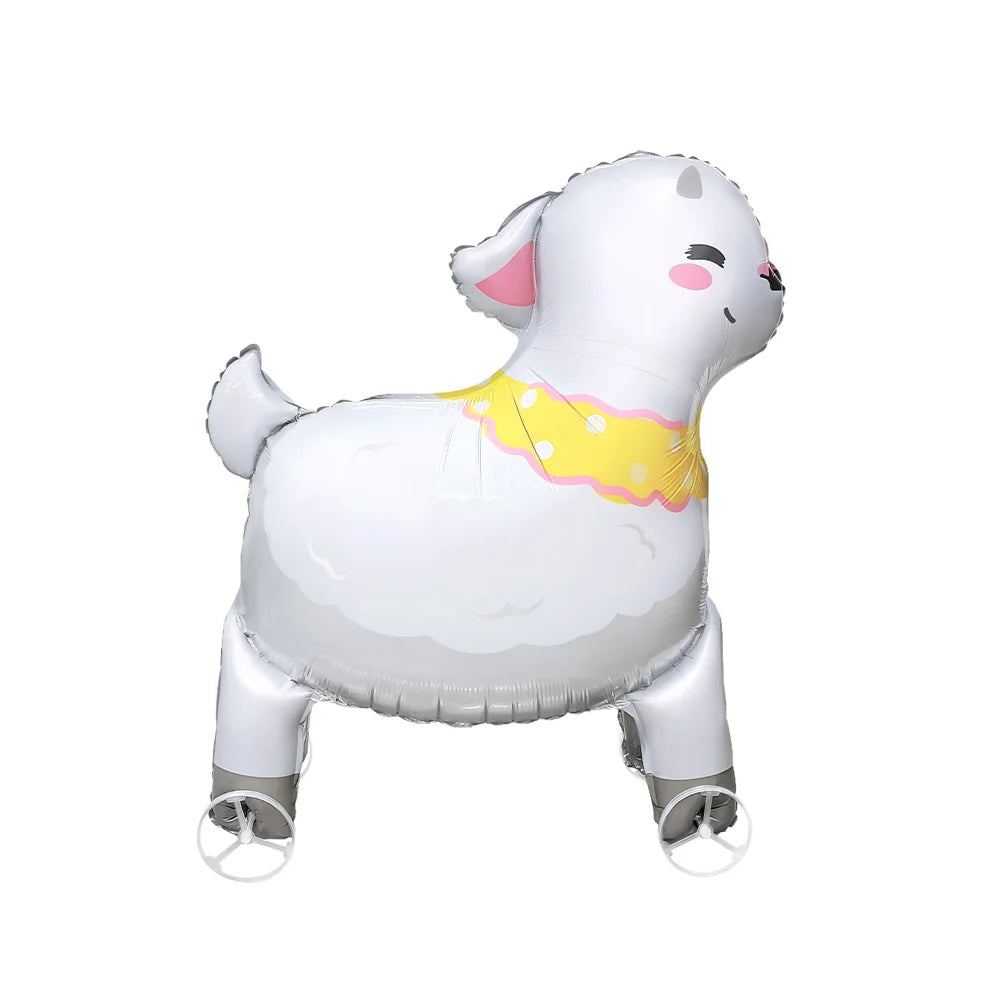 1 Pack of Wheeled Lamb-Shaped Aluminum Foil Balloons, Suitable for Birthday Parties, Themed Parties, Holiday Parties, and Animal-Themed Party Decorations