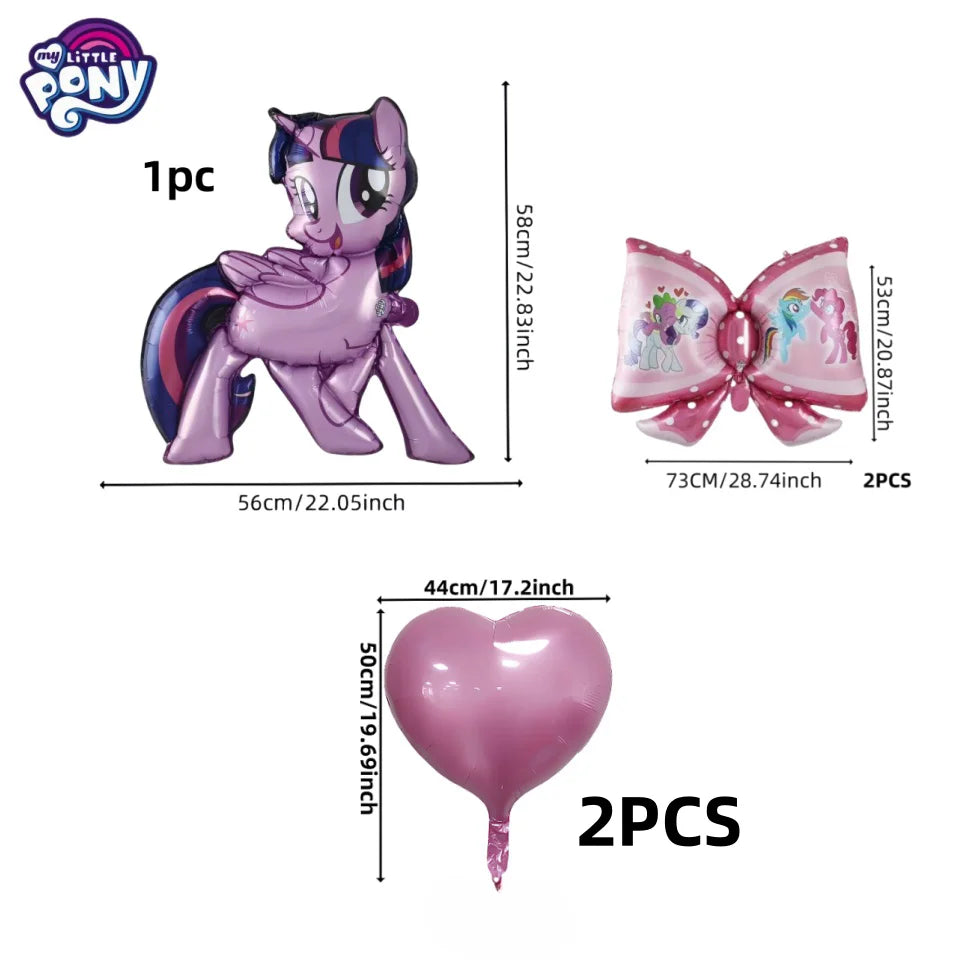 My Little Pony Cartoon Cute Balloon Set with Bow Accents Aluminum Foil Party Decorations for Festival And Celebrations