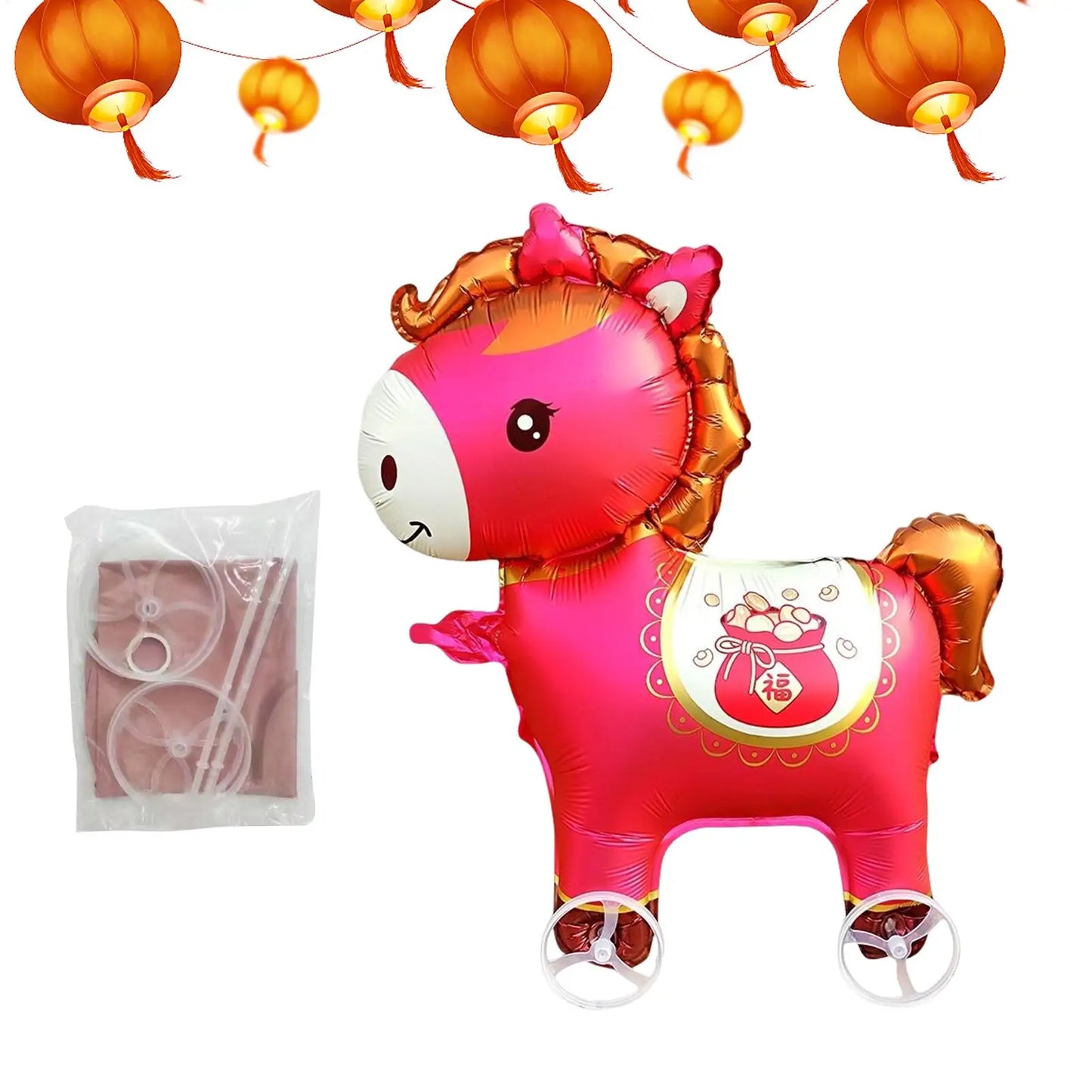 Horse Balloons Inflatable Cute Cartoon with Wheels 2026 Horse Animal Balloons for Adults Kids Outdoor Spring Festival Holiday