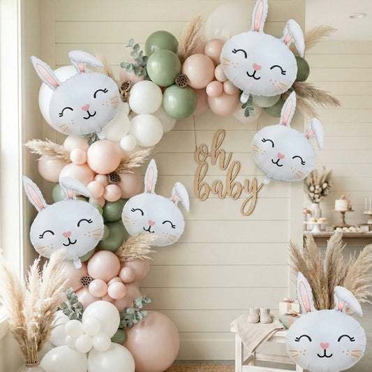 3/6Pcs Cute Bunny Head Balloons Rabbit Mylar Balloon for Kids Birthday Party Gift Baby Shower Decorations Easter Party Supplies