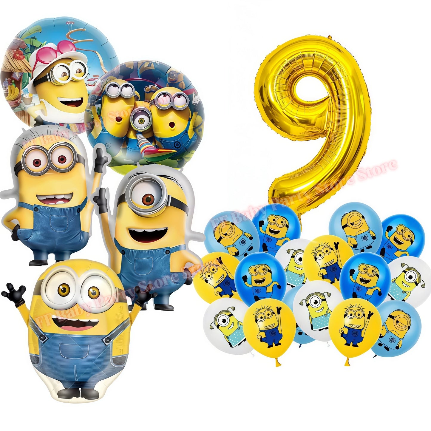 Cartoon M&Miniones Theme Balloons Birthday Decoration Yellow Banana Man Aluminum Film Ballons Baby Shower Globos Kid Party Favor
