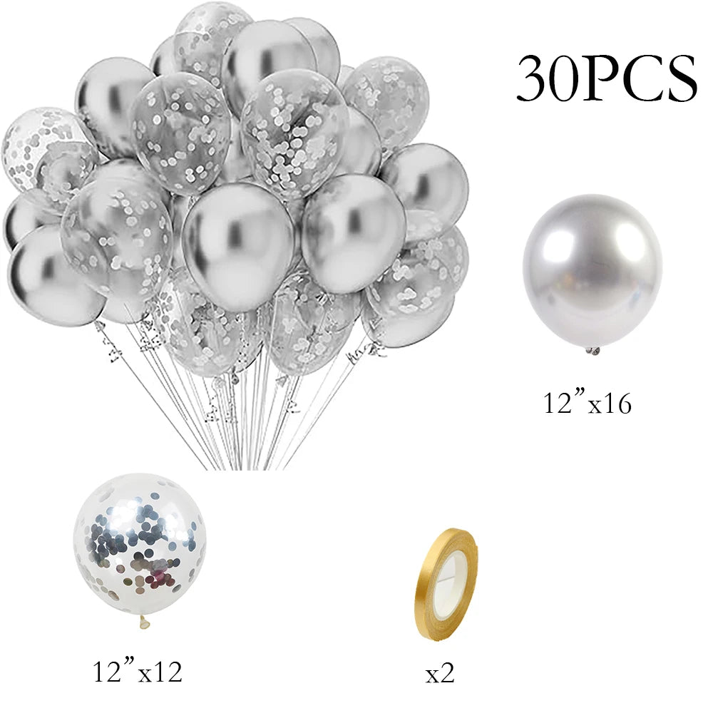 30Pcs Balloons Set Black Gold White Pink Blue Balloon Home Birthday Party Baby Shower Wedding Anniversary Graduation Decoration