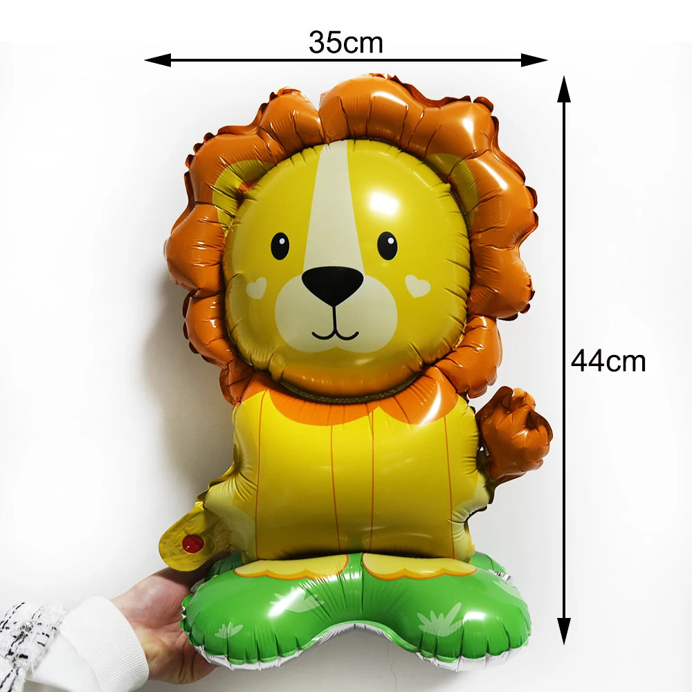Safari Balloons Jungle Safari Animal Foil Balloon Zoo Animal Balloon Lion Tiger Giraffe Leopard Balloon for Jungle Animal Party