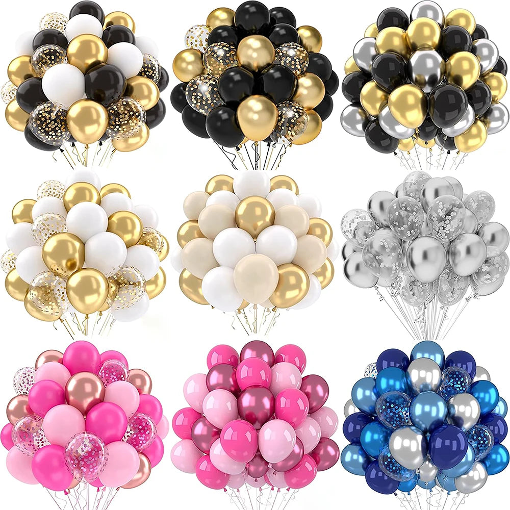 30Pcs Balloons Set Black Gold White Pink Blue Balloon Home Birthday Party Baby Shower Wedding Anniversary Graduation Decoration